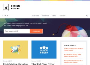 How designbombs.com looks like on a tablet such as an iPad.