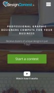 How designcontest.com looks like on a mobile device such as an iPhone.