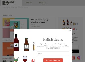 How designer-daily.com looks like on a tablet such as an iPad.
