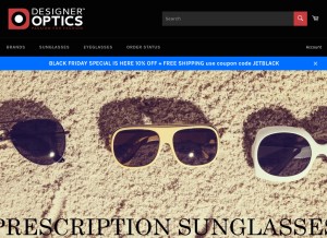 How designeroptics.com looks like on a tablet such as an iPad.