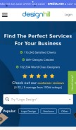 How designhill.com looks like on a mobile device such as an iPhone.