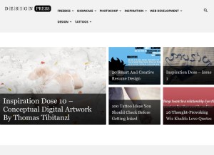 How designpress.com looks like on a tablet such as an iPad.