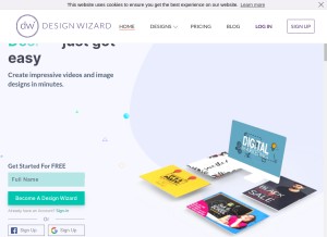 How designwizard.com looks like on a tablet such as an iPad.