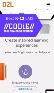 How desire2learn.com looks like on a mobile device such as an iPhone.