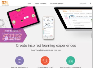 How desire2learn.com looks like on a tablet such as an iPad.