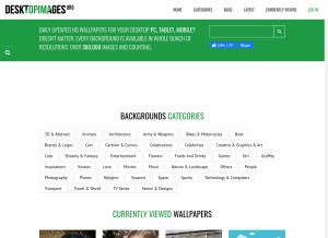 How desktopimages.org looks like on a tablet such as an iPad.
