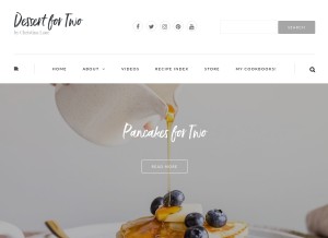 How dessertfortwo.com looks like on a tablet such as an iPad.