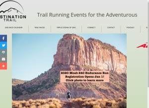 How destinationtrailrun.com looks like on a tablet such as an iPad.