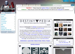How destinypedia.com looks like on a tablet such as an iPad.