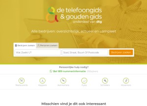 How detelefoongids.nl looks like on a tablet such as an iPad.
