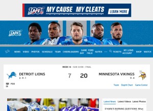 How detroitlions.com looks like on a tablet such as an iPad.