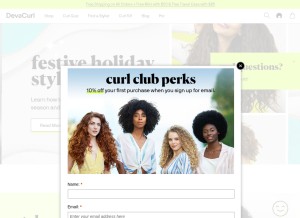 How devacurl.com looks like on a tablet such as an iPad.