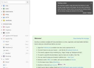 How devdocs.io looks like on a tablet such as an iPad.
