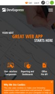 How devexpress.com looks like on a mobile device such as an iPhone.