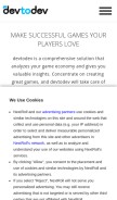 How devtodev.com looks like on a mobile device such as an iPhone.