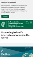 How dfa.ie looks like on a mobile device such as an iPhone.
