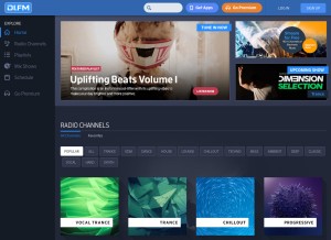 How di.fm looks like on a tablet such as an iPad.