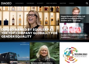 How diageo.com looks like on a tablet such as an iPad.