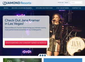 How diamondresorts.com looks like on a tablet such as an iPad.