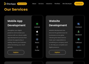 How dianapps.com looks like on a tablet such as an iPad.