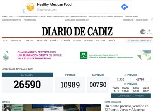 How diariodecadiz.es looks like on a tablet such as an iPad.