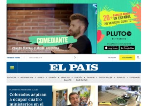 How diarioelpais.com looks like on a tablet such as an iPad.