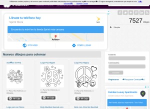 How dibujalia.com looks like on a tablet such as an iPad.
