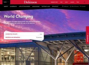 How dickinson.edu looks like on a tablet such as an iPad.