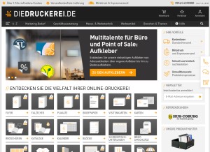 How diedruckerei.de looks like on a tablet such as an iPad.