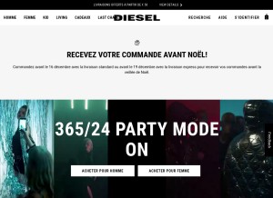 How diesel.com looks like on a tablet such as an iPad.