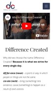 How differencecreated.com looks like on a mobile device such as an iPhone.