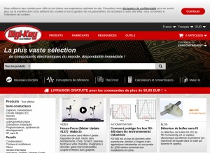 How digikey.fr looks like on a tablet such as an iPad.