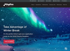 How digipen.edu looks like on a tablet such as an iPad.