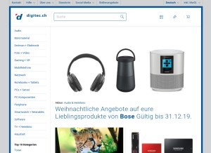 How digitec.ch looks like on a tablet such as an iPad.