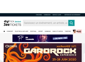 How digitick.com looks like on a tablet such as an iPad.