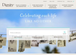 How dignitymemorial.com looks like on a tablet such as an iPad.