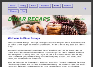 How dinarrecaps.com looks like on a tablet such as an iPad.