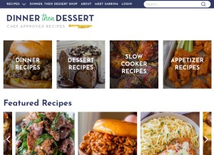 How dinnerthendessert.com looks like on a tablet such as an iPad.