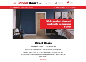 How directdoors.com looks like on a tablet such as an iPad.
