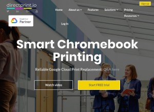 How directprint.io looks like on a tablet such as an iPad.