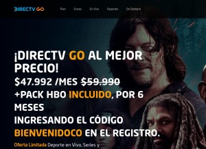 How directvgo.com looks like on a tablet such as an iPad.