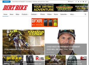 How dirtbikemagazine.com looks like on a tablet such as an iPad.