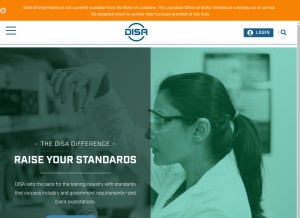 How disa.com looks like on a tablet such as an iPad.
