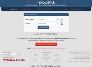 How discard.email looks like on a tablet such as an iPad.
