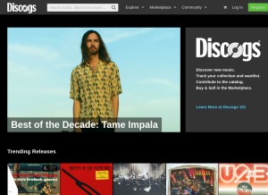 How discogs.com looks like on a tablet such as an iPad.