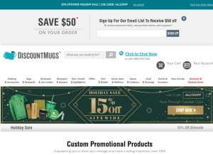 How discountmugs.com looks like on a tablet such as an iPad.