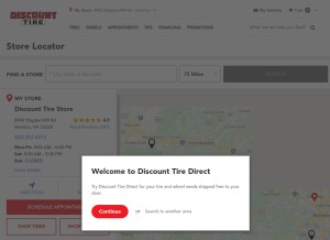 How discounttire.com looks like on a tablet such as an iPad.