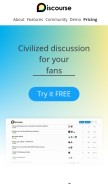 How discourse.org looks like on a mobile device such as an iPhone.