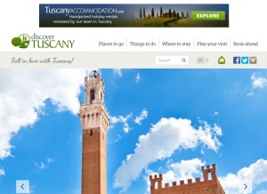 How discovertuscany.com looks like on a tablet such as an iPad.