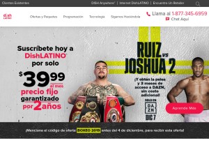 How dishlatino.com looks like on a tablet such as an iPad.